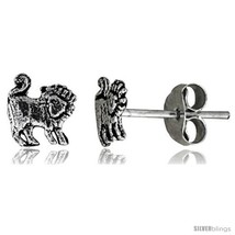 Tiny Sterling Silver Lion Stud Earrings 5/16  - £10.03 GBP