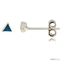Sterling Silver Tiny Blue Resin inlay Stud Earrings Nose Studs, 1/8  - £10.06 GBP