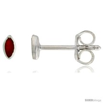 Sterling Silver Tiny Carnelian Stone Stud Earrings Nose Studs Navette Sh... - £11.84 GBP