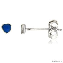 Sterling Silver Tiny Inlaid Sky Blue Resin Stud Earrings / Nose Studs Heart  - £12.08 GBP