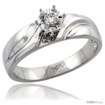 Size 6.5 - 14k White Gold Diamond Engagement Ring w/ 0.11 Carat Brilliant Cut  - £559.54 GBP