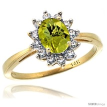 Size 6 - 14k Yellow Gold Diamond Halo Amethyst Ring 0.85 ct Oval Stone 7x5 mm,  - £449.72 GBP