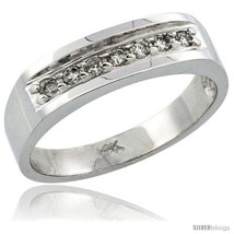 Size 5 - 14k White Gold Ladies&#39; Diamond Ring Band w/ 0.15 Carat Brilliant Cut  - £521.18 GBP