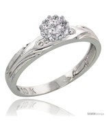 Size 6.5 - 10k White Gold Diamond Engagement Ring 0.06 cttw Brilliant Cut,  - £163.40 GBP
