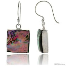 Sterling Silver Square Abalone Shell Inlay Earrings, 9/16in  (15 mm)  - £27.53 GBP