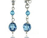 Sterling silver blue topaz swarovski crystals drop earrings 1 1 4 in 32 mm tall thumb155 crop