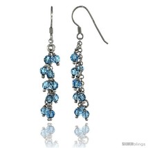 Sterling Silver Blue Topaz Swarovski Crystals Cluster Drop Earrings, 2 3... - £42.41 GBP