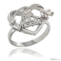 Size 5 - Sterling Silver No. 1 Madre w/ Cupid&#39;s Bow Heart Ring CZ stones  - £37.62 GBP