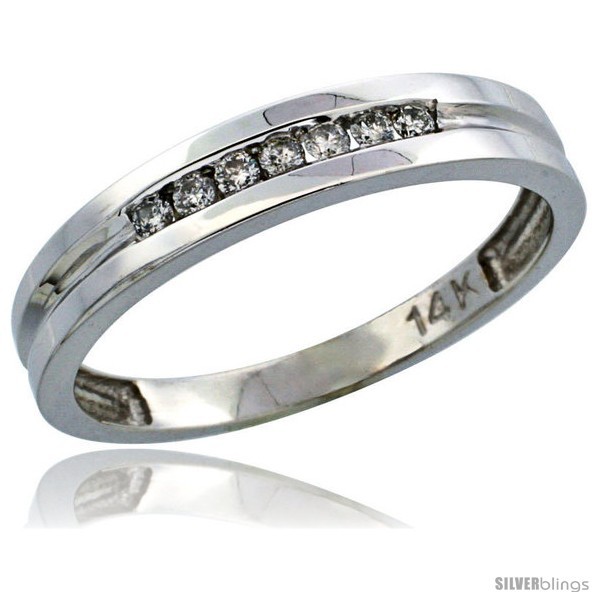 Primary image for Size 10 - 14k White Gold Men's Diamond Ring Band w/ 0.15 Carat Brilliant Cut 