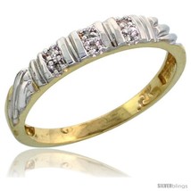 Size 6 - 10k Yellow Gold Ladies&#39; Diamond Wedding Band, 1/8 in wide -Style  - £129.73 GBP