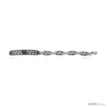 Sterling Silver Oxidized Filigree Flower Bracelet -Style  - £41.67 GBP