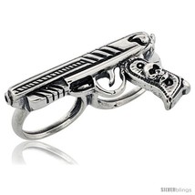 Size 9.5 - Sterling Silver Two Finger Pistol Ring, 1/4 in  - £90.57 GBP