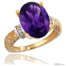 14k yellow gold diamond amethyst ring 5 5 ct oval 14x10 stone thumb200