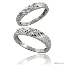 Size 8 - 10k White Gold Diamond Wedding Rings 2-Piece set for him 5 mm &amp; Her  - £408.01 GBP