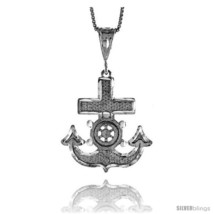 Sterling Silver Mariner&#39;s Cross Pendant, 1 1/4 in -Style  - £45.36 GBP