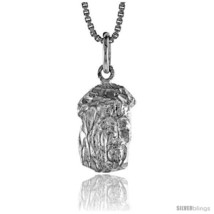 Sterling Silver Jesus Pendant, 3/4 in -Style  - £32.99 GBP