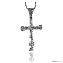 Sterling Silver Nugget Cross Pendant, 1 1/4  - £42.11 GBP