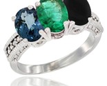 Tural london blue topaz emerald black onyx ring 3 stone oval 7x5 mm diamond accent thumb155 crop