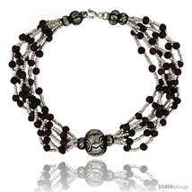 7 1/2 in. Sterling Silver 6-Strand Bali Style Garnet Bead  - £56.86 GBP