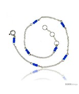 Sterling Silver Anklet Turquoise Glass Seed Beads, adjustable 9 - 10  - £12.31 GBP