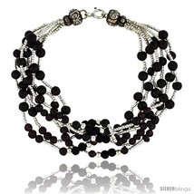 7 in sterling silver 6 strand bead bracelet w garnet black onyx beads thumb200