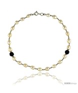 7 in. Sterling Silver Bead Bracelet w/ Freshwater Pearls &amp; Black Onyx  - £33.57 GBP