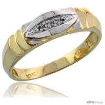 Size 11.5 - 10k Yellow Gold Men&#39;s Diamond Wedding Band, 1/4 in wide -Style  - £215.65 GBP