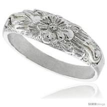 Size 7 - Sterling Silver Floral Ring Polished finish 1/4 in wide -Style  - £19.83 GBP