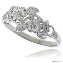 Sterling silver floral vine ring polished finish 3 8 in wide thumb200