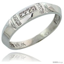 Size 10 - 10k White Gold Ladies Diamond Wedding Band Ring 0.02 cttw Brilliant  - $187.98