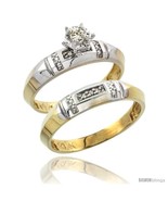 Size 6 - 10k Yellow Gold Ladies&#39; 2-Piece Diamond Engagement Wedding Ring... - £377.81 GBP