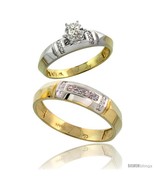 Size 6.5 - 10k Yellow Gold 2-Piece Diamond wedding Engagement Ring Set f... - £437.93 GBP