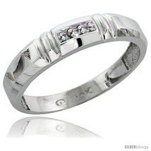 Size 7 - 10k White Gold Ladies Diamond Wedding Band Ring 0.02 cttw Brilliant  - £144.92 GBP