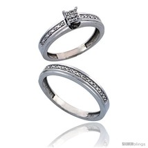 Size 6 - 14k White Gold 2-Piece Diamond Ring Set ( Engagement Ring &amp; Man&#39;s  - £834.38 GBP