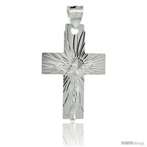 Sterling Silver Crucifix Pendant w/ Latin Cross, 1 1/4 in  - £48.00 GBP