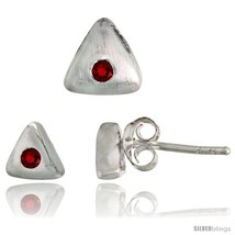 Sterling Silver Matte-finish Triangular Earrings (6mm tall) &amp; Pendant Slide  - £30.81 GBP