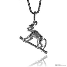 Sterling Silver Monkey Pendant, 1/2  - £30.77 GBP