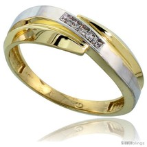 Size 8.5 - 10k Yellow Gold Men&#39;s Diamond Wedding Band, 9/32 in  - £258.96 GBP