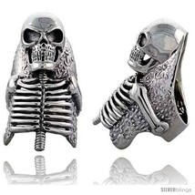 Size 13 - Sterling Silver Skeleton Gothic Biker Ring, 2 in  - £180.03 GBP