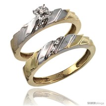 Size 9.5 - 10k Gold 2-Pc Diamond Engagement Ring Set w/ 0.049 Carat Brilliant  - £408.66 GBP