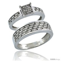 Size 10 - 14k White Gold 2-Piece Diamond Ring Band Set w/ Rhodium Accent (  - £1,195.31 GBP