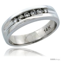Size 8.5 - 14k White Gold 6-Stone Men&#39;s Diamond Ring Band w/ 0.36 Carat  - $1,466.34