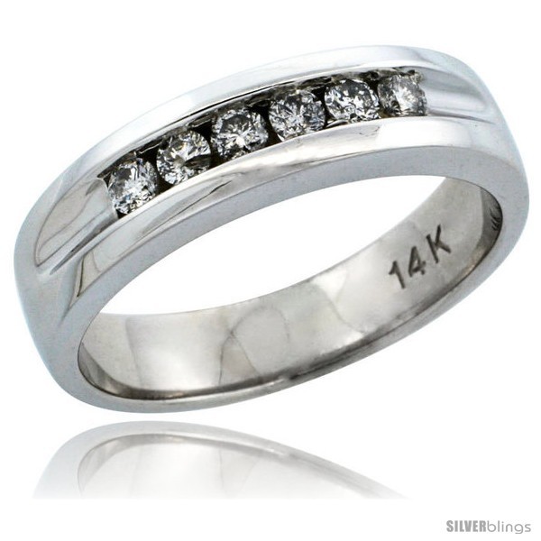 Primary image for Size 11 - 14k White Gold 6-Stone Men's Diamond Ring Band w/ 0.36 Carat 