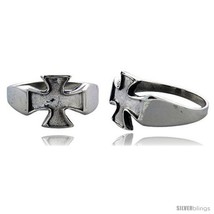 Size 12 - Sterling Silver Maltese / Iron Cross Gothic Biker Ring, 1/2 in  - £21.88 GBP
