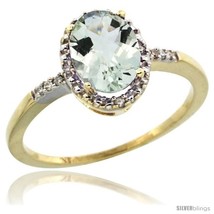 Size 8 - 14k Yellow Gold Diamond Green-Amethyst Ring 1.17 ct Oval Stone 8x6 mm,  - £325.04 GBP