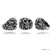 Size 10 - Sterling Silver Skull yard Gothic Biker Ring, 1 in  - £114.96 GBP