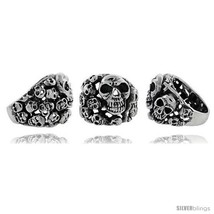 Size 11 - Sterling Silver Skull yard Gothic Biker Ring, 1 in  - £114.96 GBP