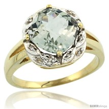 Size 10 - 14k Yellow Gold Diamond Halo Amethyst Ring 2.7 ct Checkerboard Cut  - £486.78 GBP