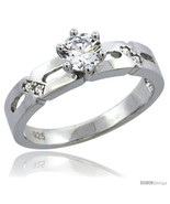 Size 6 - Sterling Silver Cubic Zirconia Solitaire Engagement Ring 1/2 ct... - £30.29 GBP