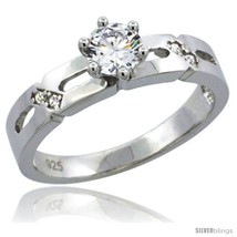 Size 8 - Sterling Silver Cubic Zirconia Solitaire Engagement Ring 1/2 ct... - $38.51